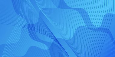 Pankart dalgalarıyla soyut arkaplan. Orta boy pankart. Çizgiler ve şekillerle vektör arkaplanı. Mavi renk. Su, okyanus, kış. Broşür, kitapçık.