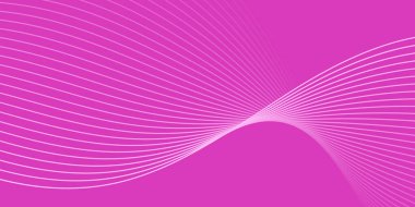 Pankart dalgalarıyla soyut arkaplan. Orta boy pankart. Çizgileri olan vektör arkaplanı. Tasarım elementi pembeye izole edildi. Pembe renk. Sevgililer Günü. Broşür, kitapçık.