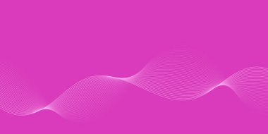 Pankart dalgalarıyla soyut arkaplan. Orta boy pankart. Çizgileri olan vektör arkaplanı. Tasarım elementi pembeye izole edildi. Pembe renk. Sevgililer Günü. Broşür, kitapçık.