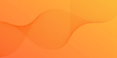 Pankart dalgalarıyla soyut arkaplan. Orta boy pankart. Çizgileri olan vektör arkaplanı. Tasarım elementi turuncu ve sarı renkte izole edilmiş. Turuncu renk. Broşür, kitapçık.