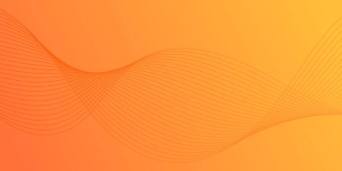 Pankart dalgalarıyla soyut arkaplan. Orta boy pankart. Çizgileri olan vektör arkaplanı. Tasarım elementi turuncu ve sarı renkte izole edilmiş. Turuncu renk. Broşür, kitapçık.