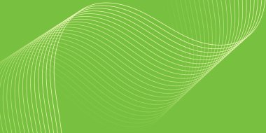 Pankart dalgalarıyla soyut arkaplan. Orta boy pankart. Çizgileri olan vektör arkaplanı. Tasarım elementi yeşilde izole edildi. Yeşil renk. Doğa, eko. Broşür, kitapçık.