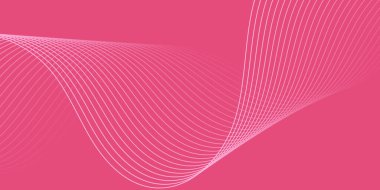 Pankart dalgalarıyla soyut arkaplan. Orta boy pankart. Çizgileri olan vektör arkaplanı. Tasarım elementi pembeye izole edildi. Pembe renk. Sevgililer Günü. Broşür, kitapçık.