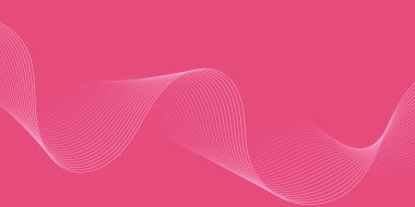 Pankart dalgalarıyla soyut arkaplan. Orta boy pankart. Çizgileri olan vektör arkaplanı. Tasarım elementi pembeye izole edildi. Pembe renk. Sevgililer Günü. Broşür, kitapçık.