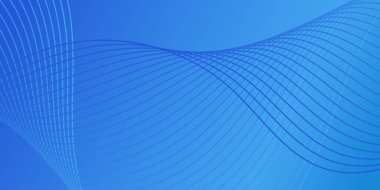 Pankart dalgalarıyla soyut arkaplan. Orta boy pankart. Çizgileri olan vektör arkaplanı. Mavi renk. Su, okyanus, kış. Broşür, kitapçık.