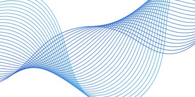 Pankart dalgalarıyla soyut arkaplan. Web pankartı boyutu. Çizgileri olan vektör arkaplanı. Tasarım elementi beyazda izole edildi. Mavi. Su, okyanus. Kış, Noel. Broşür.