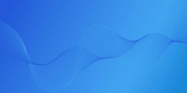 Pankart dalgalarıyla soyut arkaplan. Orta boy pankart. Çizgileri olan vektör arkaplanı. Mavi renk. Su, okyanus, kış. Broşür, kitapçık.