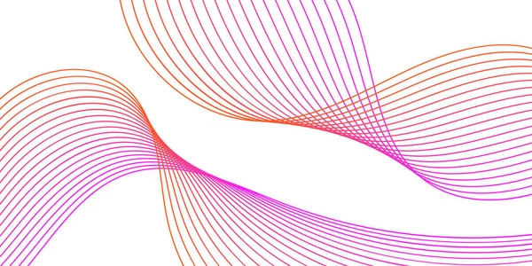 Pankart dalgalarıyla soyut arkaplan. Web pankartı boyutu. Çizgileri olan vektör arkaplanı. Tasarım elementi beyazda izole edildi. Pembe ve turuncu. Broşür.