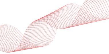 Pankart dalgalarıyla soyut arkaplan. Web pankartı boyutu. Çizgileri olan vektör arkaplanı. Tasarım elementi beyazda izole edildi. Kırmızı renk. Broşür.