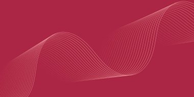 Pankart dalgalarıyla soyut arkaplan. Orta boy pankart. Çizgileri olan vektör arkaplanı. Tasarım elementi pembeye izole edildi. Pembe, kırmızı renk. Sevgililer Günü. Broşür, kitapçık.
