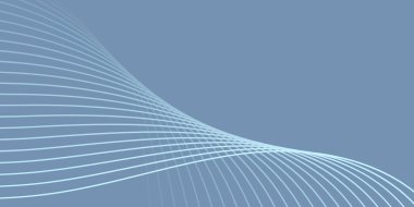 Pankart dalgalarıyla soyut arkaplan. Orta boy pankart. Çizgileri olan vektör arkaplanı. Mavi ve gri renk. Su, okyanus. İç mekan. Broşür, kitapçık.