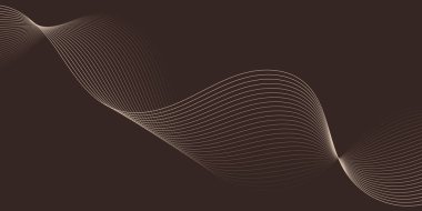Pankart dalgalarıyla soyut arkaplan. Orta boy pankart. Çizgileri olan vektör arkaplanı. Kahverengi renk. İç mekan. Broşür, kitapçık.