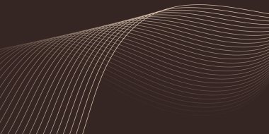 Pankart dalgalarıyla soyut arkaplan. Orta boy pankart. Çizgileri olan vektör arkaplanı. Kahverengi renk. İç mekan. Broşür, kitapçık.