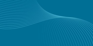 Pankart dalgalarıyla soyut arkaplan. Orta boy pankart. Çizgileri olan vektör arkaplanı. Tavus kuşu mavisi. Su, okyanus. İç mekan. Broşür, kitapçık.