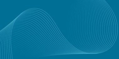 Pankart dalgalarıyla soyut arkaplan. Orta boy pankart. Çizgileri olan vektör arkaplanı. Tavus kuşu mavisi. Su, okyanus. İç mekan. Broşür, kitapçık.