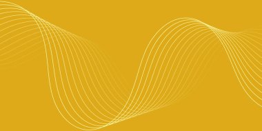 Pankart dalgalarıyla soyut arkaplan. Orta boy pankart. Çizgileri olan vektör arkaplanı. Sarı ve turuncu renk. Bahar, yaz. Broşür, kitapçık.