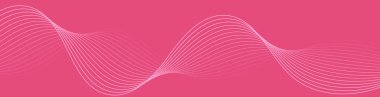 Pankart dalgalarıyla soyut arkaplan. Web pankartı boyutu. Çizgileri olan vektör arkaplanı. Tasarım elementi pembeye izole edildi. Pembe renk. Sevgililer Günü. Kadınlar Günü