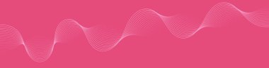 Pankart dalgalarıyla soyut arkaplan. Web pankartı boyutu. Çizgileri olan vektör arkaplanı. Tasarım elementi pembeye izole edildi. Pembe renk. Sevgililer Günü. Kadınlar Günü
