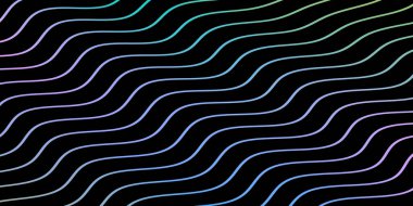 Pankart dalgalarıyla soyut arkaplan. Orta boy pankart. Çizgileri olan vektör arkaplanı. Tasarım elementi siyahta izole edildi. Renkli gradienr. Broşür.