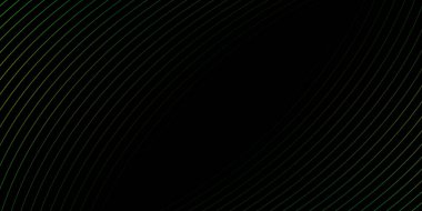 Pankart dalgalarıyla soyut arkaplan. Orta boy pankart. Çizgileri olan vektör arkaplanı. Tasarım elementi siyahta izole edildi. Siyah ve yeşil