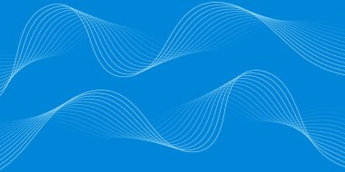 Pankart dalgalarıyla soyut arkaplan. Orta boy pankart. Çizgileri olan vektör arkaplanı. Mavi renk. Su, okyanus, kış. Broşür, kitapçık.