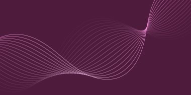 Pankart dalgalarıyla soyut arkaplan. Orta boy pankart. Çizgileri olan vektör arkaplanı. Tasarım elementi koyu pembe üzerine izole edilmiş. Pembe renk. Broşür, kitapçık.