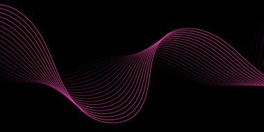 Pankart dalgalarıyla soyut arkaplan. Orta boy pankart. Çizgileri olan vektör arkaplanı. Tasarım elementi siyahta izole edildi. Pembe. Sevgililer Günü. Kadınlar Günü. Broşür.