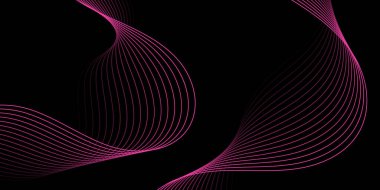 Pankart dalgalarıyla soyut arkaplan. Orta boy pankart. Çizgileri olan vektör arkaplanı. Tasarım elementi siyahta izole edildi. Pembe. Sevgililer Günü. Kadınlar Günü. Broşür.