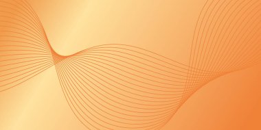 Pankart dalgalarıyla soyut arkaplan. Orta boy pankart. Çizgileri olan vektör arkaplanı. Tasarım elementi turuncu ve sarı renkte izole edilmiş. Turuncu renk. Broşür, kitapçık.