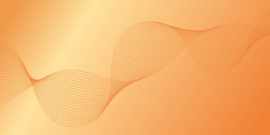 Pankart dalgalarıyla soyut arkaplan. Orta boy pankart. Çizgileri olan vektör arkaplanı. Tasarım elementi turuncu ve sarı renkte izole edilmiş. Turuncu renk. Broşür, kitapçık.