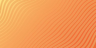 Pankart dalgalarıyla soyut arkaplan. Orta boy pankart. Çizgileri olan vektör arkaplanı. Tasarım elementi turuncu ve sarı renkte izole edilmiş. Turuncu renk. Broşür, kitapçık.