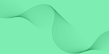 Pankart dalgalarıyla soyut arkaplan. Orta boy pankart. Çizgileri olan vektör arkaplanı. Tasarım elementi yeşilde izole edildi. Yeşil gradyan. Doğa, eko. Broşür, kitapçık.