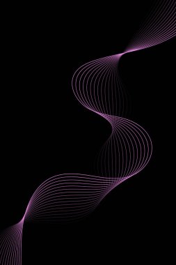 Pankart dalgalarıyla soyut arkaplan. Standart poster boyutunda. Çizgileri olan vektör arkaplanı. Tasarım elementi siyahta izole edildi. Pembe. Sevgililer Günü. Kadınlar Günü. Broşür.