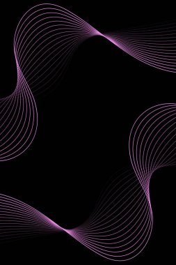 Pankart dalgalarıyla soyut arkaplan. Standart poster boyutunda. Çizgileri olan vektör arkaplanı. Tasarım elementi siyahta izole edildi. Pembe. Sevgililer Günü. Kadınlar Günü. Broşür.