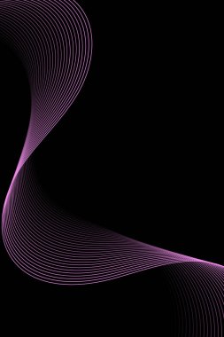 Pankart dalgalarıyla soyut arkaplan. Standart poster boyutunda. Çizgileri olan vektör arkaplanı. Tasarım elementi siyahta izole edildi. Pembe. Sevgililer Günü. Kadınlar Günü. Broşür.