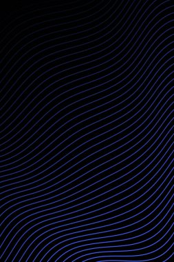 Pankart dalgalarıyla soyut arkaplan. Standart poster boyutunda. Çizgileri olan vektör arkaplanı. Tasarım elementi siyahta izole edildi. Mavi renk. Broşür, kitapçık.