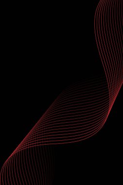 Pankart dalgalarıyla soyut arkaplan. Standart poster boyutunda. Çizgileri olan vektör arkaplanı. Tasarım elementi siyahta izole edildi. - Kırmızı. Sevgililer Günü. Kadınlar Günü. Broşür.