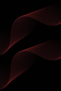 Pankart dalgalarıyla soyut arkaplan. Standart poster boyutunda. Çizgileri olan vektör arkaplanı. Tasarım elementi siyahta izole edildi. - Kırmızı. Sevgililer Günü. Kadınlar Günü. Broşür.