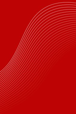 Pankart dalgalarıyla soyut arkaplan. Standart poster boyutunda. Çizgileri olan vektör arkaplanı. Tasarım elementi kırmızıda izole edildi. Kırmızı gradyan. Sevgililer Günü. Kadınlar Günü. Broşür.