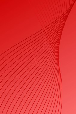 Pankart dalgalarıyla soyut arkaplan. Standart poster boyutunda. Çizgileri olan vektör arkaplanı. Tasarım elementi kırmızıda izole edildi. Kırmızı gradyan. Sevgililer Günü. Kadınlar Günü. Broşür.