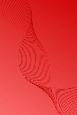 Pankart dalgalarıyla soyut arkaplan. Standart poster boyutunda. Çizgileri olan vektör arkaplanı. Tasarım elementi kırmızıda izole edildi. Kırmızı gradyan. Sevgililer Günü. Kadınlar Günü. Broşür.