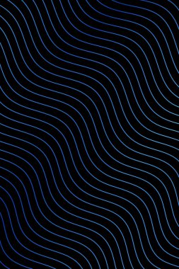 Pankart dalgalarıyla soyut arkaplan. Standart poster boyutunda. Çizgileri olan vektör geometrik arkaplan. Tasarım elementi siyahta izole edildi. Mavi gradyan. Su, okyanus. Broşür, kitapçık.