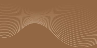 Pankart dalgalarıyla soyut arkaplan. Orta boy pankart. Çizgileri olan vektör arkaplanı. Kahverengi renk. İç mekan. Broşür, kitapçık. Kahve, kafe.