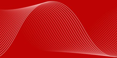 Pankart dalgalarıyla soyut arkaplan. Orta boy pankart. Çizgileri olan vektör arkaplanı. Kırmızı gradyan. İç mekan. Broşür, kitapçık. Sevgililer Günü. Kadınlar Günü