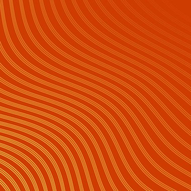 Dalgalarla soyut arkaplan. Çizgileri olan vektör pankartı. Müzik albümü, poster, kart, reklam için arka plan. Tasarım elementi turuncuda izole edildi. Turuncu ve sarı eğim