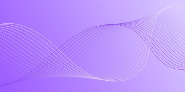 Pankart dalgalarıyla soyut arkaplan. Orta boy pankart. Çizgileri olan vektör arkaplanı. Mor renkte. İç mekan. Broşür, kitapçık.