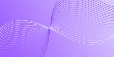 Pankart dalgalarıyla soyut arkaplan. Orta boy pankart. Çizgileri olan vektör arkaplanı. Mor renkte. İç mekan. Broşür, kitapçık.