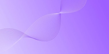 Pankart dalgalarıyla soyut arkaplan. Orta boy pankart. Çizgileri olan vektör arkaplanı. Mor renkte. İç mekan. Broşür, kitapçık.