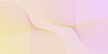 Pankart dalgalarıyla soyut arkaplan. Orta boy pankart. Çizgileri olan vektör arkaplanı. Pembe ve sarı renkte. Broşür, kitapçık. Bahar, yaz, tatil