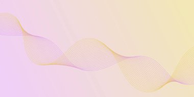 Pankart dalgalarıyla soyut arkaplan. Orta boy pankart. Çizgileri olan vektör arkaplanı. Pembe ve sarı renkte. Broşür, kitapçık. Bahar, yaz, tatil
